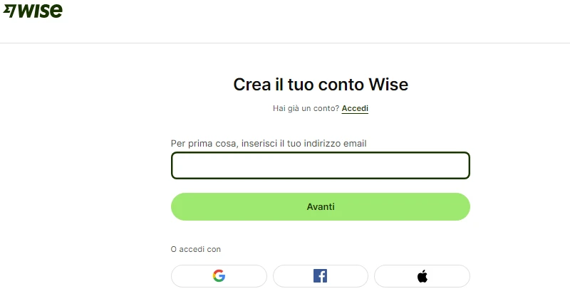aprire un conto wise