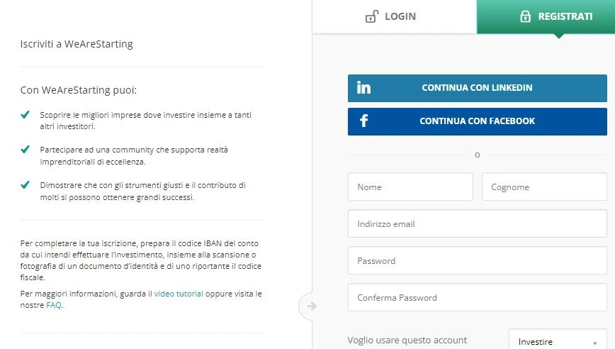 registrazione WeAreStarting