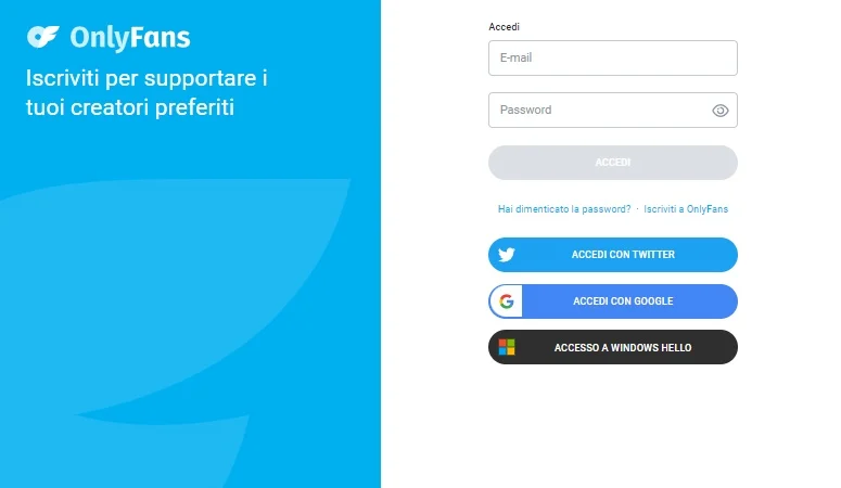 OnlyFans registrazione