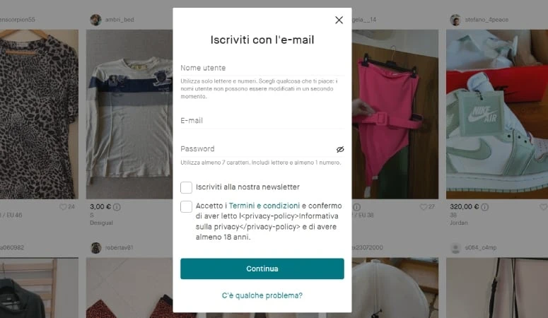 Come registrarsi su Vinted