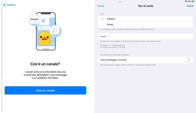 creazione di un canale Telegram