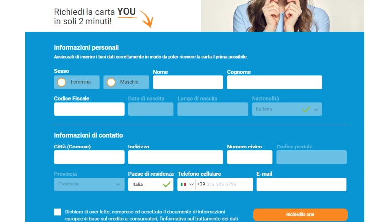 Richiedi Carta YOU