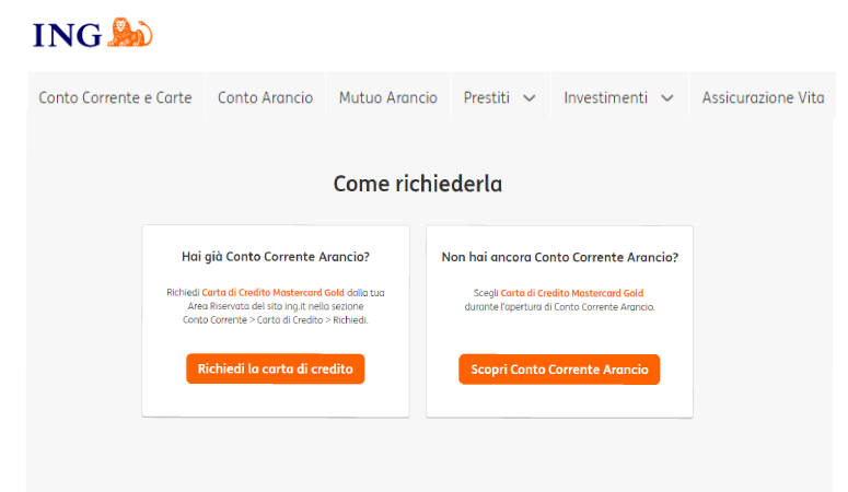 Come richiedere la carta ING gold