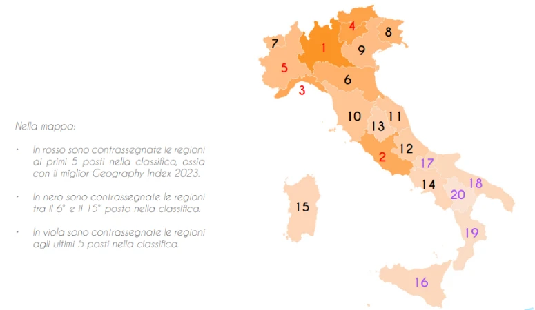 Mappa stipendio medio in Italia in base alle regioni