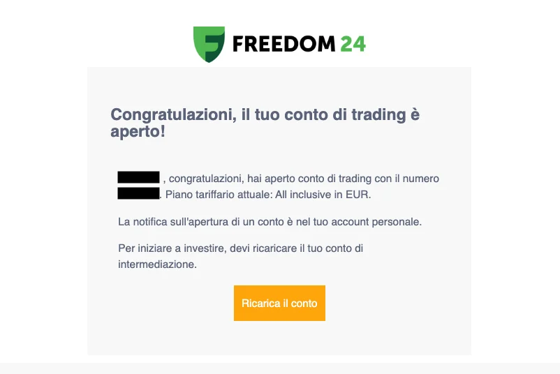 freedom24 conferma apertura conto