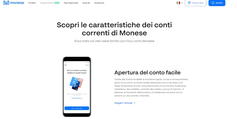 Caratteristiche del conto