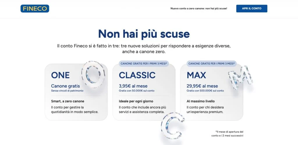 Nuovi conti Fineco
