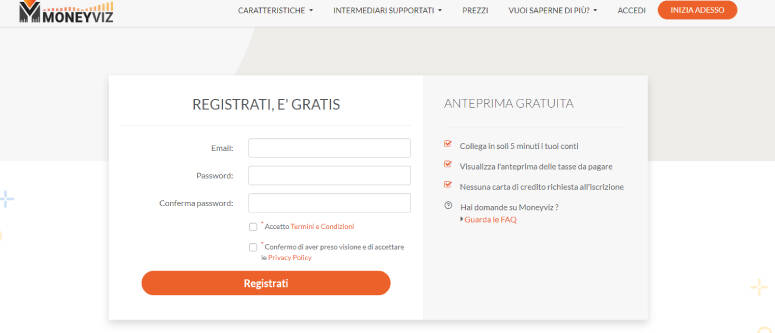 Come registrati a MoneyViz