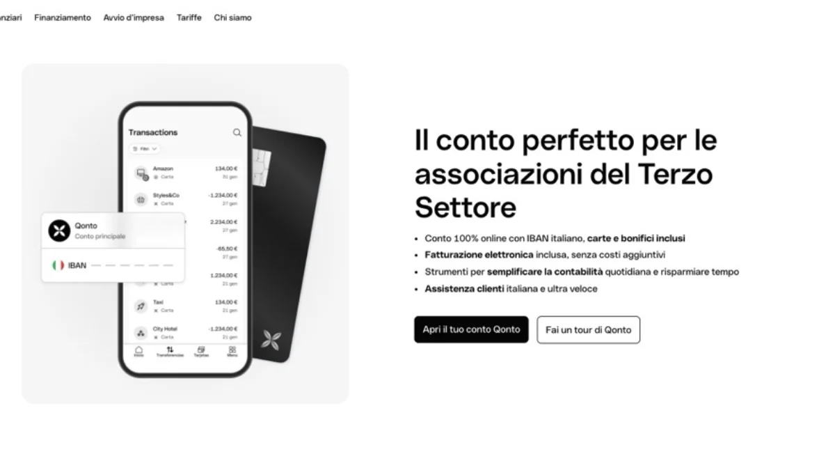 Conto Qonto Onlus /terzo settore