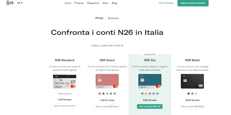 N26 Piani di abbonamento