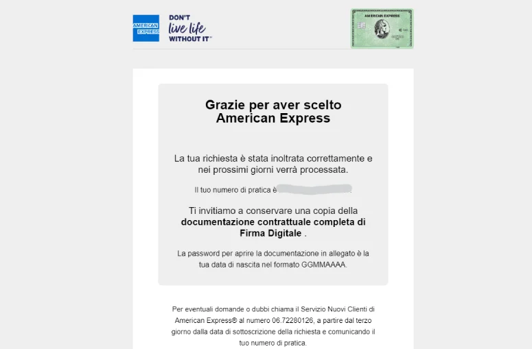 Stato richiesta american express