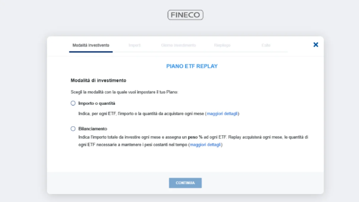 Crea il PAC Fineco Replay