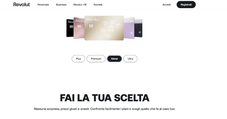 Tipologie di carte Revolut per privati