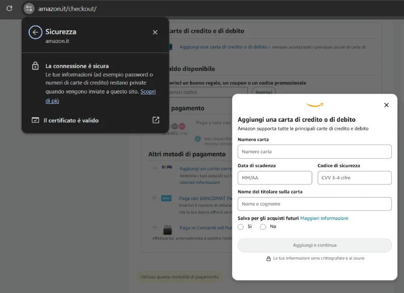 numero carta sicurezza ecommerce