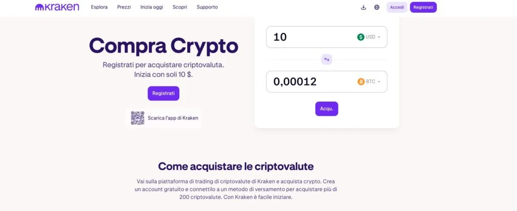 Come acquistare crypto con Kraken
