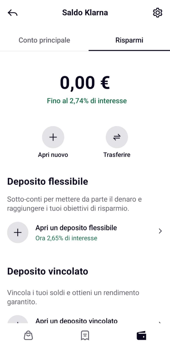 conto deposito flessibile klarna