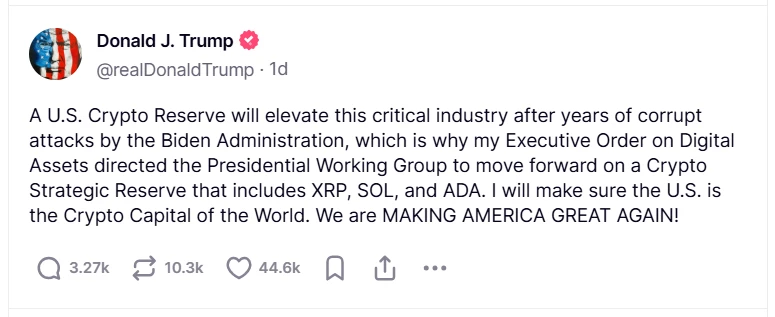 trump crypto riserva