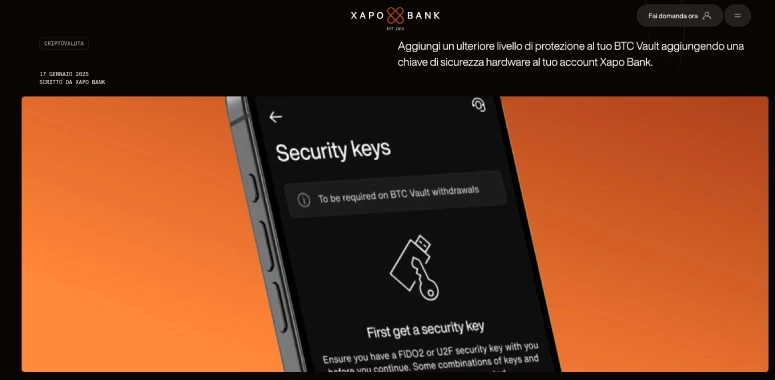 Vault BTC di Xapo Bank