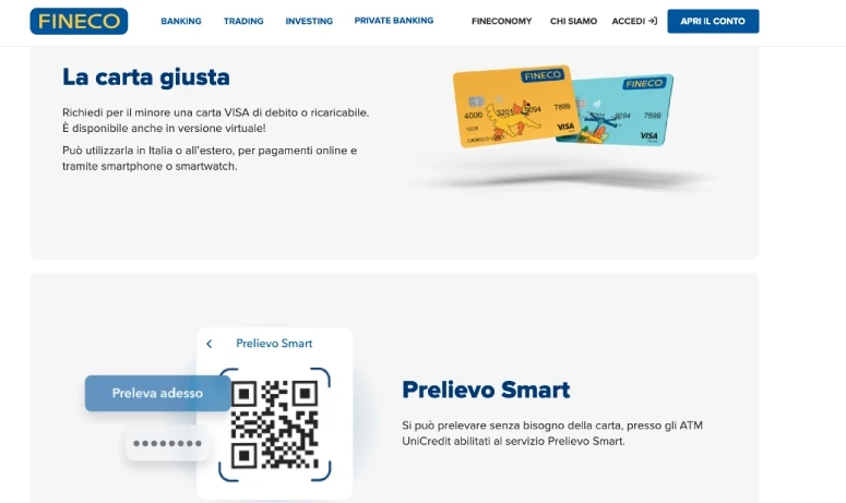 Carte Fineco per minori
