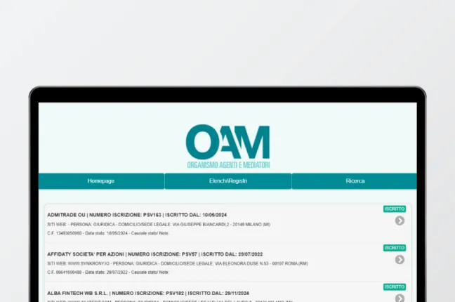 La lista degli exchange iscritti all'OAM