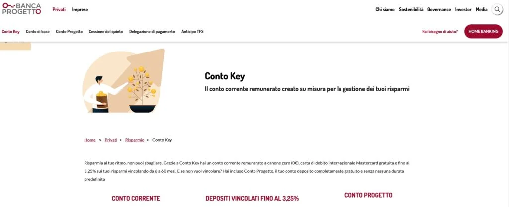 Conto Key Banca Progetto
