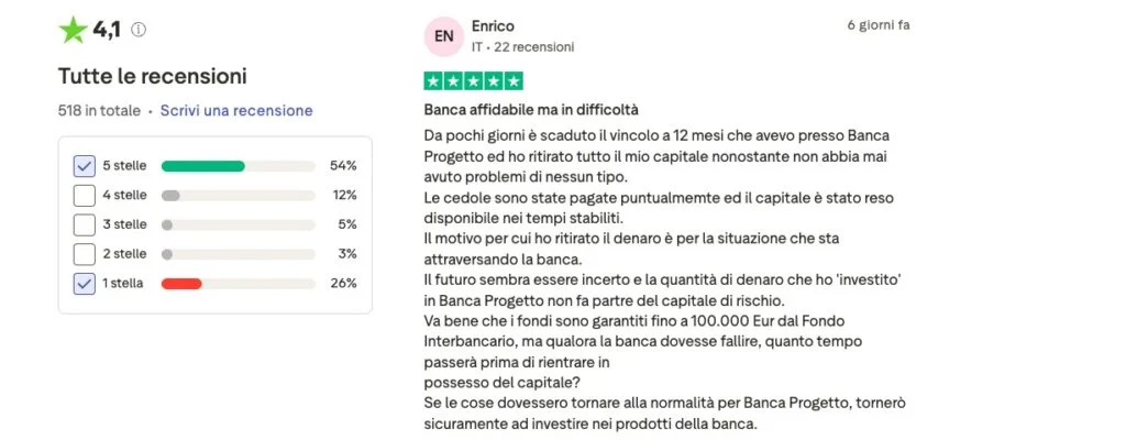Recensione di clienti che hanno ritirato i soldi