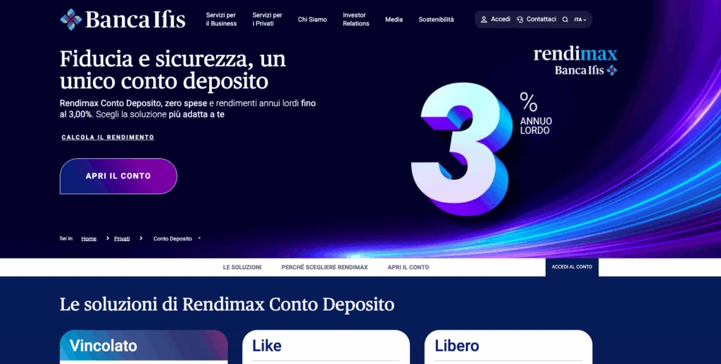 Rendimax conto deposito Banca Ifis