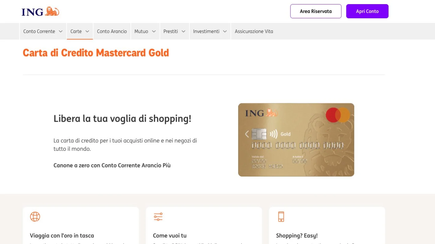 Carta di credito ING nuova