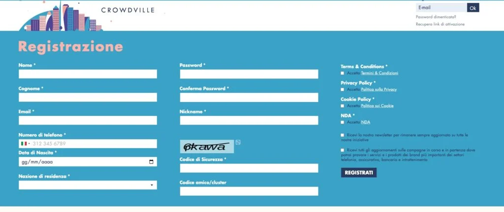 Come registrarsi a Crowdville