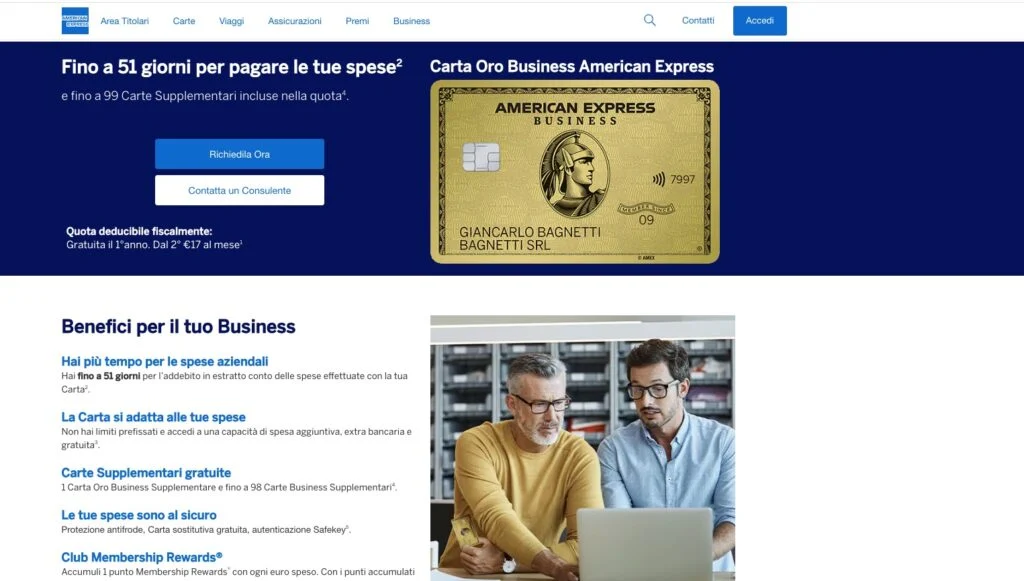 Carta oro American Express Business
