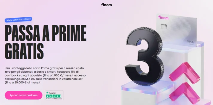 Finom, tre mesi di Prime gratis entro il 31 gennaio