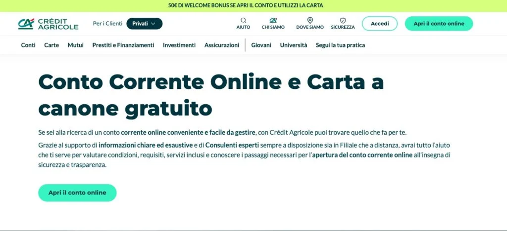 Conto online Crédit Agricole