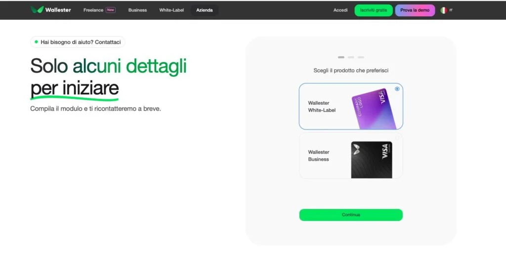 Richiesta servizio White Label Wallester