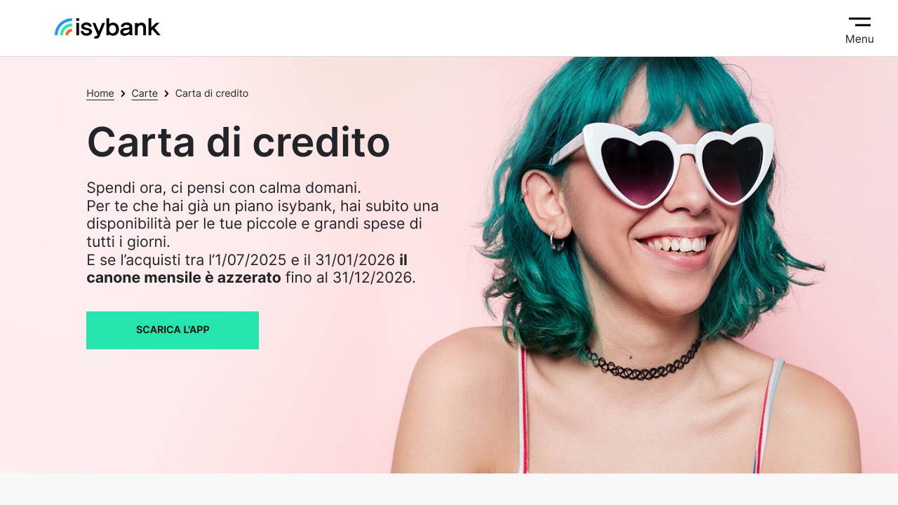 Homepage Carta di credito isybank