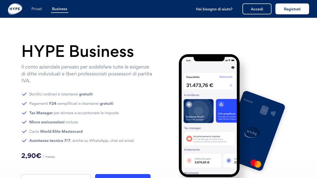 Homepage Hype Business Carta