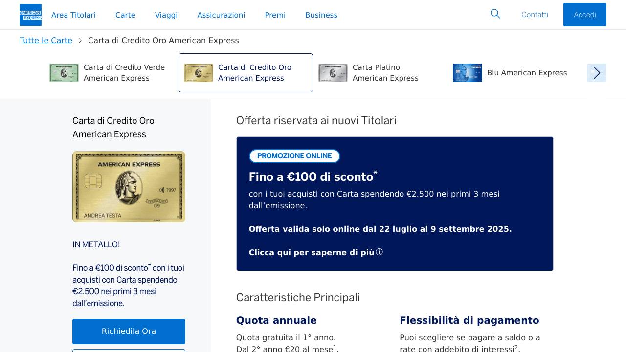 Homepage Carta Oro American Express