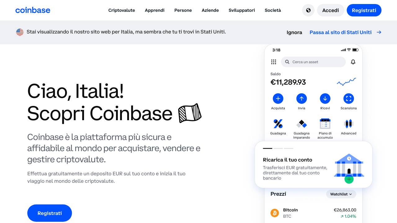 Homepage Coinbase