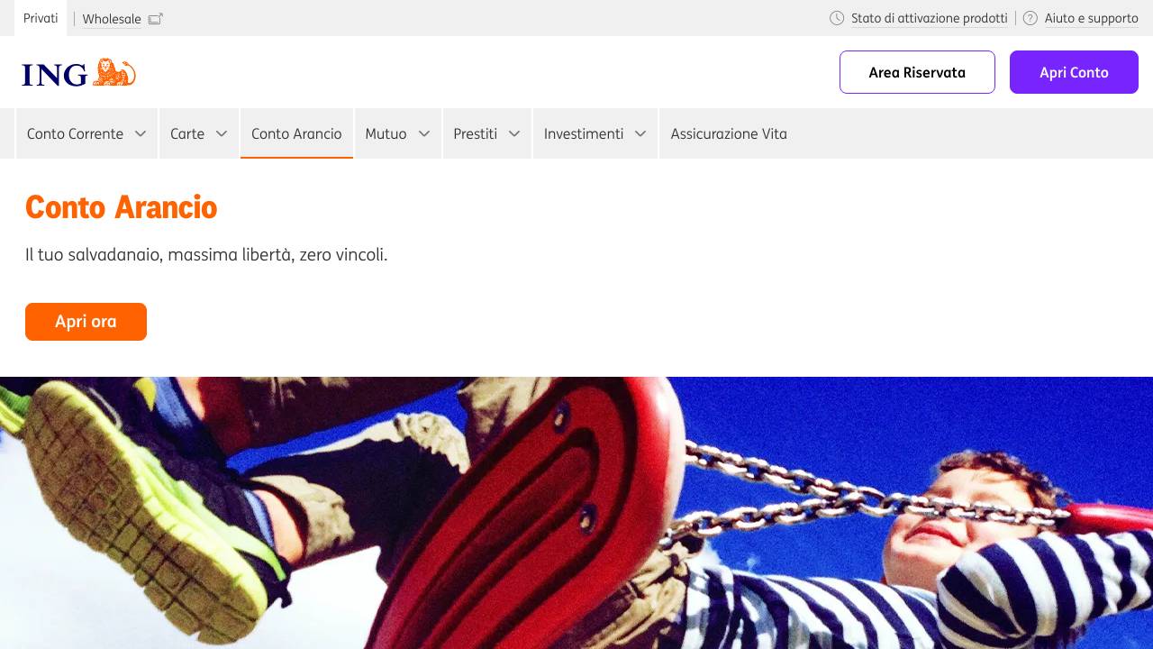 Homepage Conto corrente Arancio ING