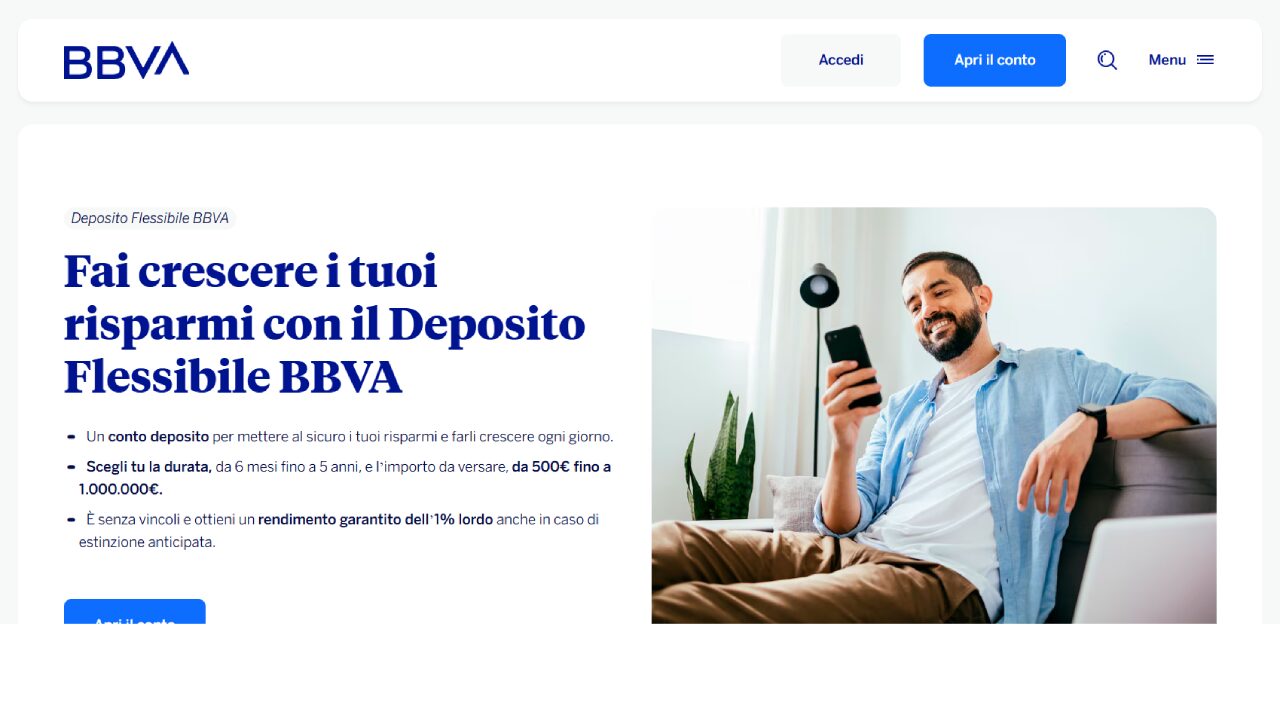 Homepage Conto deposito BBVA