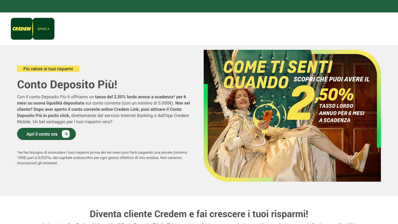 Homepage Conto Deposito Credem