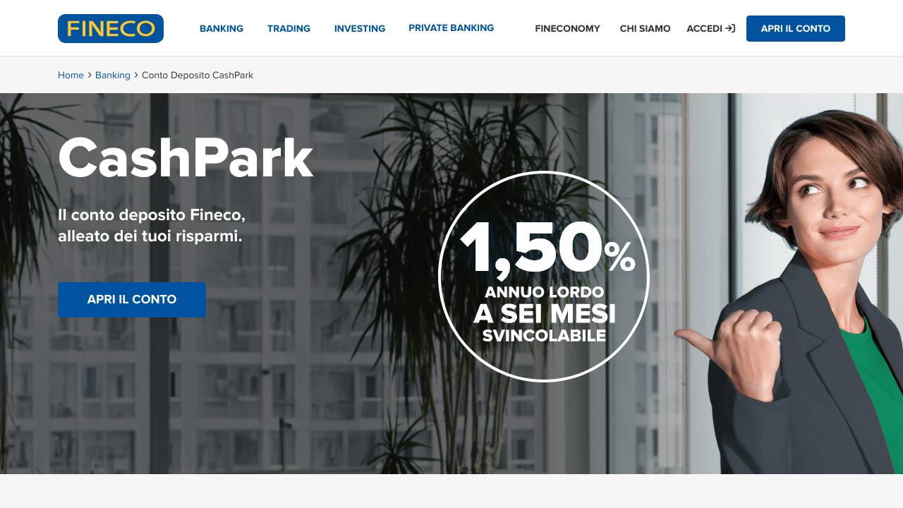 Homepage Conto deposito Fineco