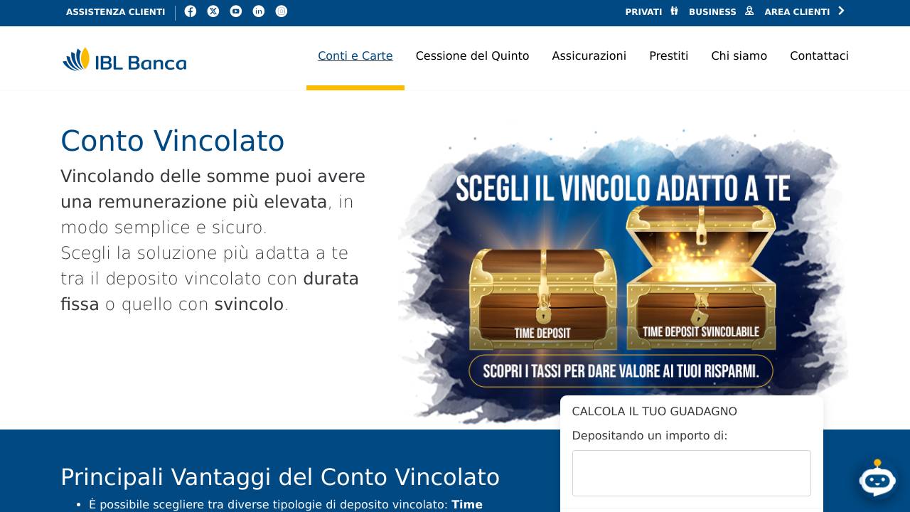 Homepage Conto Deposito IBL