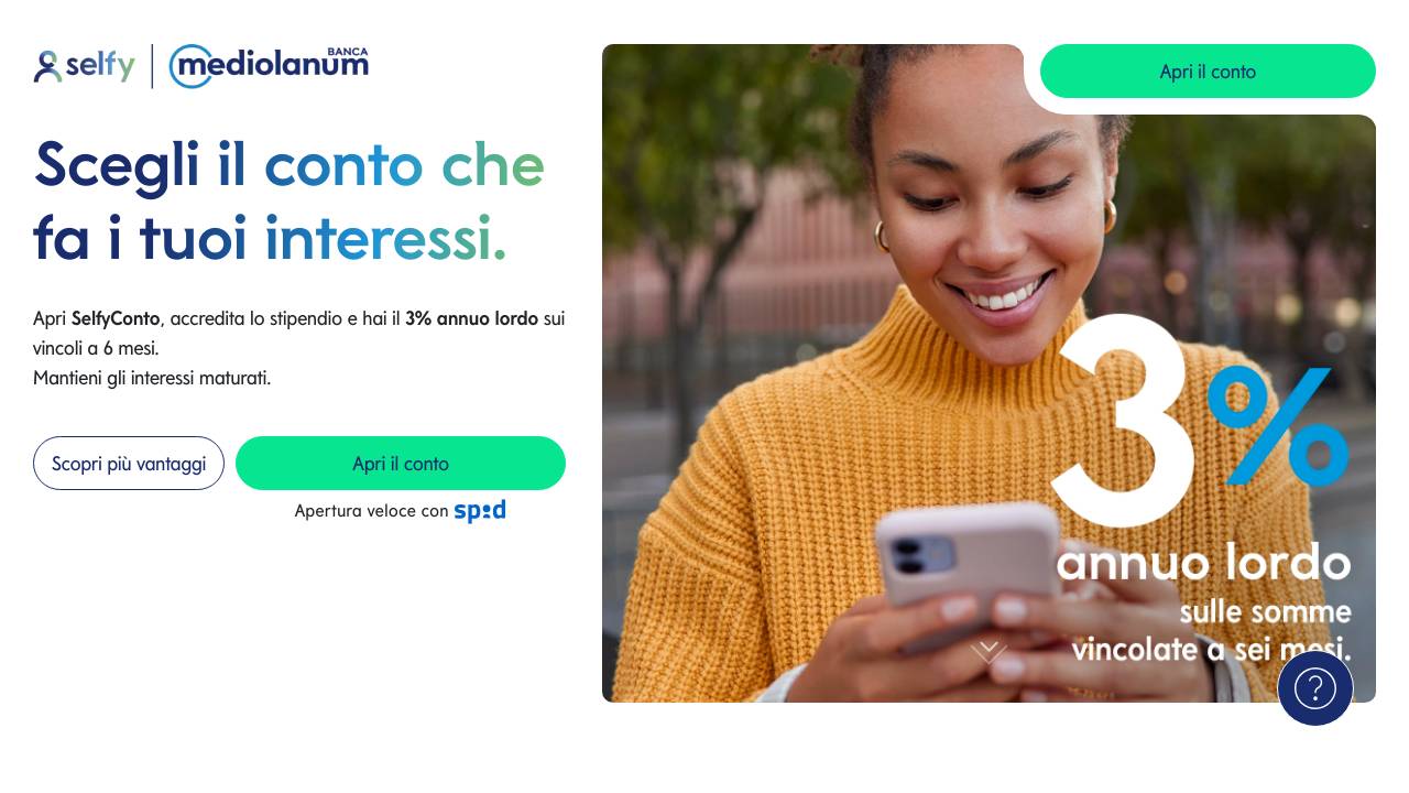 Homepage Conto Deposito SelfyConto