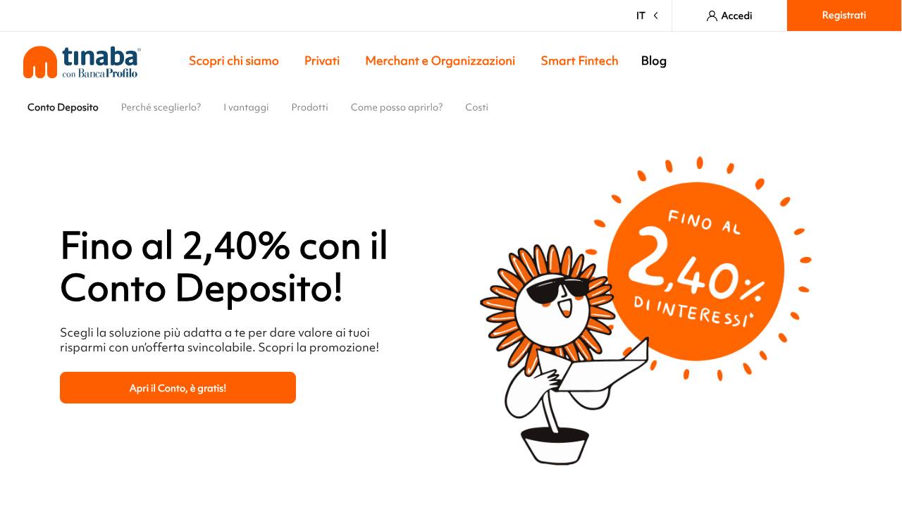 Homepage Conto Deposito Banca Profilo