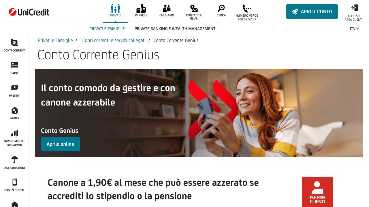 Homepage Conto Genius
