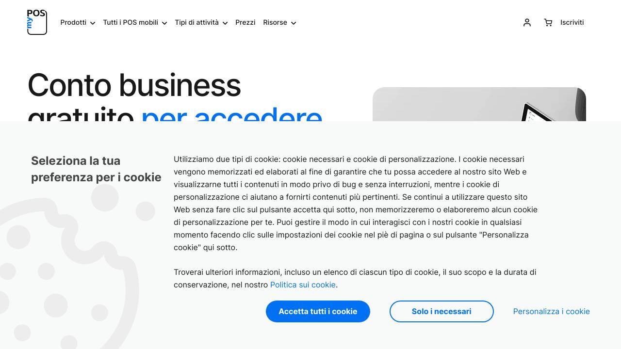 Homepage Conto aziendale MyPOS