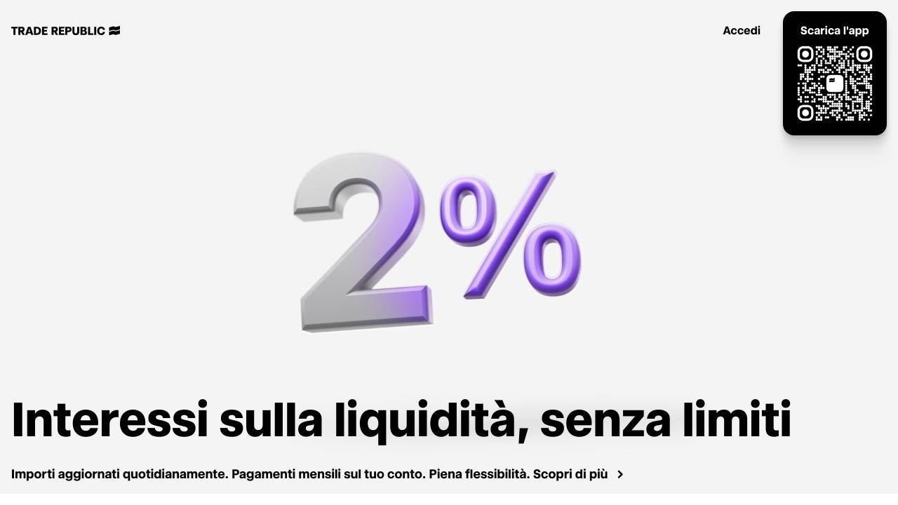 Homepage Conto Trade Republic