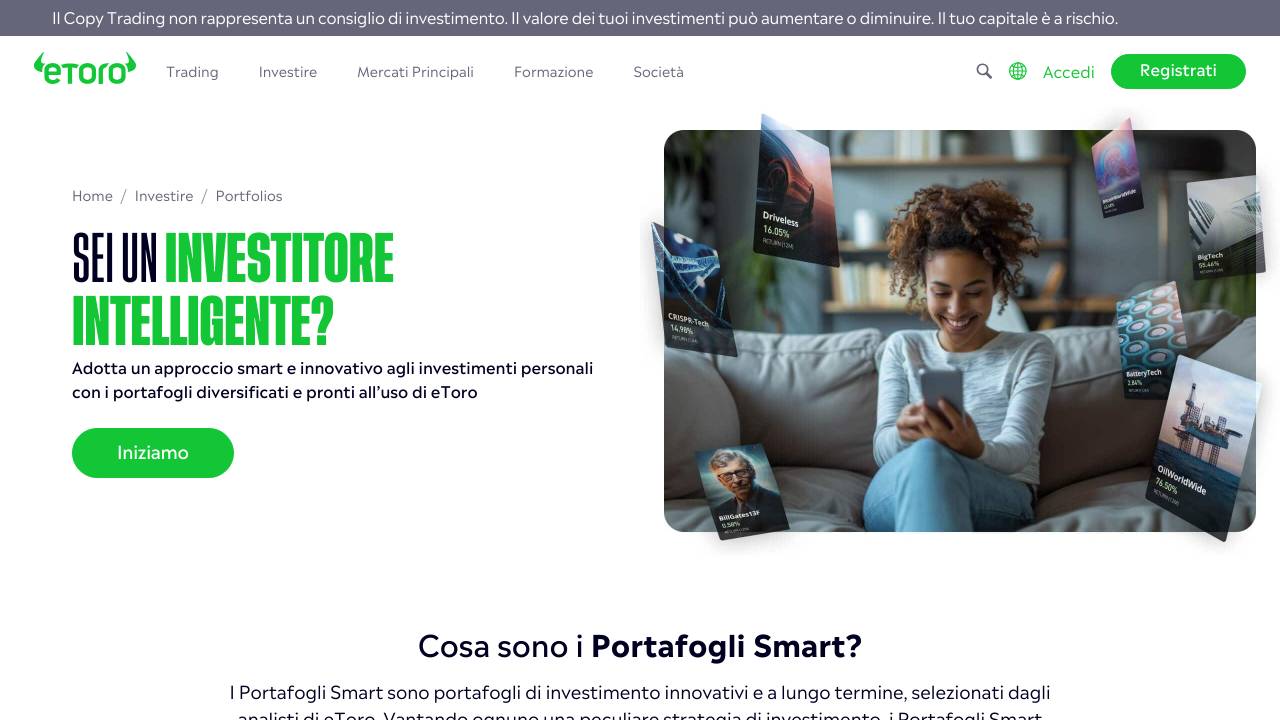 Homepage eToro Smart Portfolios