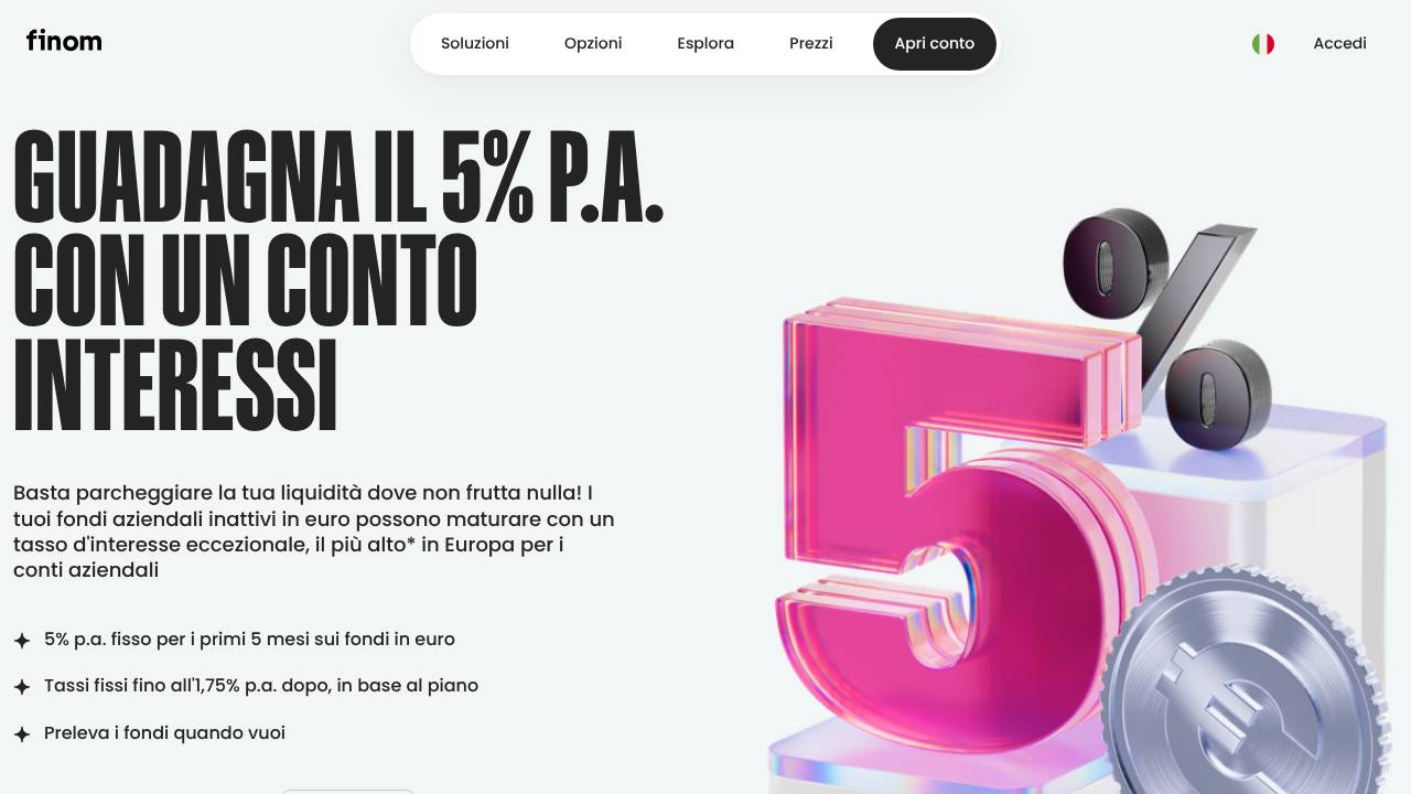 Homepage Finom Conto Interessi