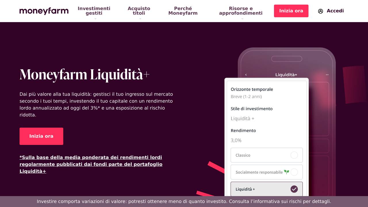 Homepage Moneyfarm Liquidità+